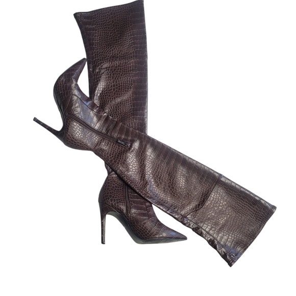 Guess Los Angeles Brown Crocodile Print Bonis Boot Shoe Size 8.5M - Picture 2 of 7